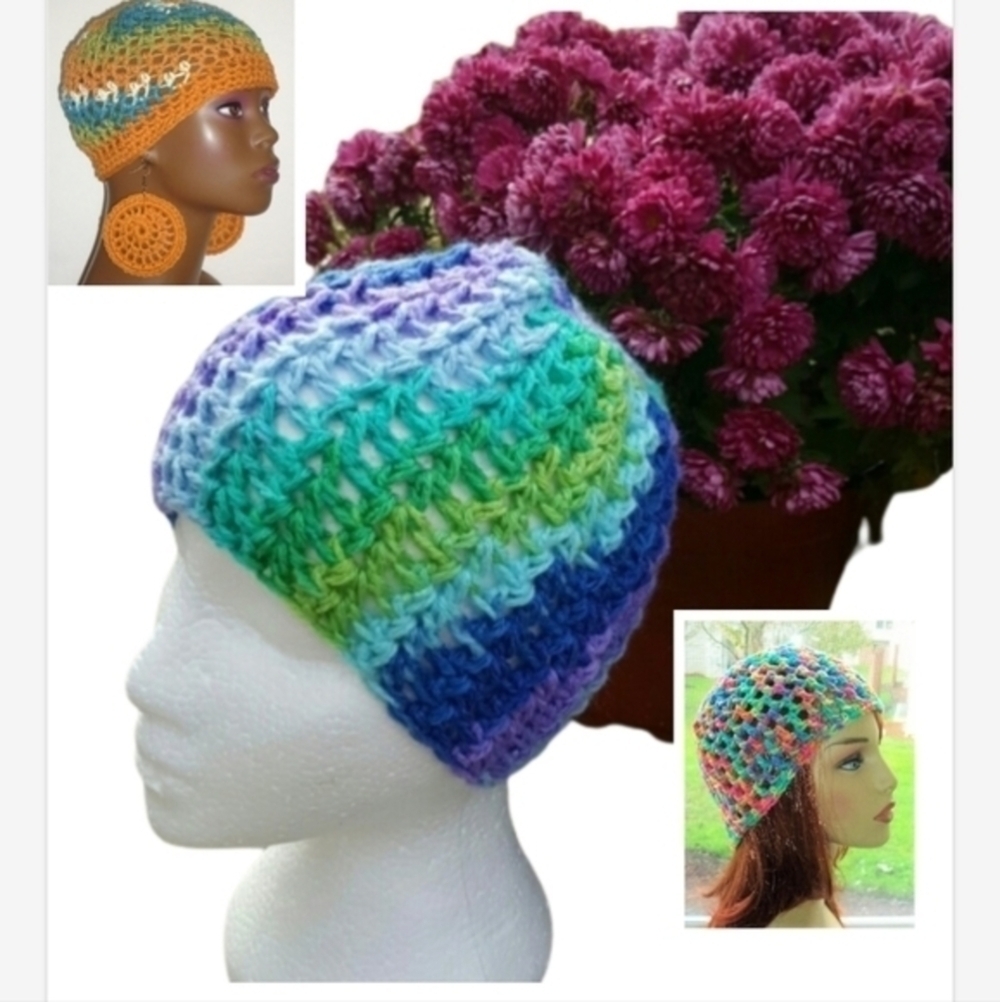 Handmade Tonal Crochet Skull Cap‎